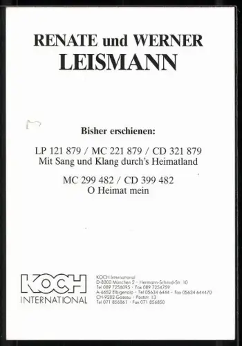 AK Musiker Renate und Werner Leismann posieren zusammen, Autograph