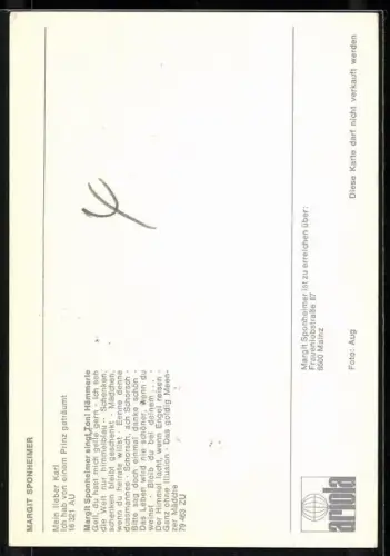 AK Musikerin Margit Sponheimer mit Ohrringen, Autograph