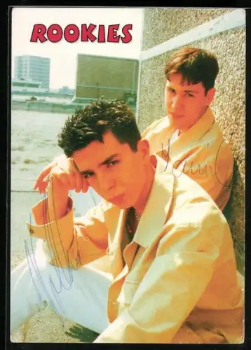 AK Musikerduo Rookies auf einem Dach, Autograph
