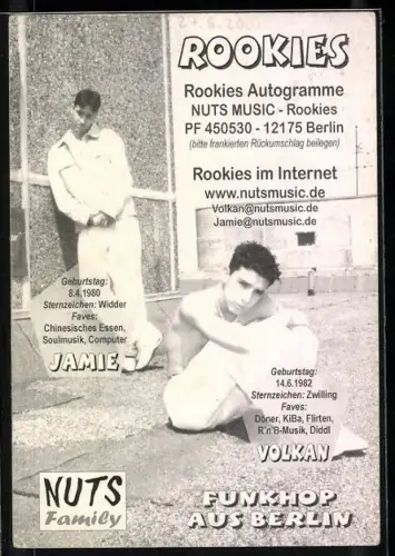 AK Musikerduo Rookies auf einem Dach, Autograph