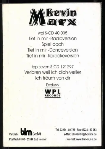 AK Musiker Kevin Marx in schwarzer Lederjacke, Autograph