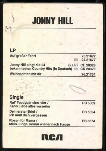 AK Musiker Jonny Hill in blauem Hemd, Autograph