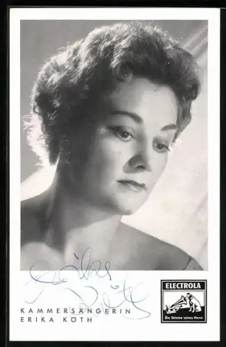 AK Musikerin Erika Köth im Halbprofil, Autograph