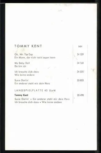 AK Musiker Tommy Kent mit Magazin, Autograph