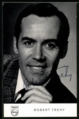 AK Musiker Robert Trehy im Anzug, Autograph