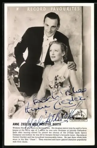 AK Musiker Anne Ziegler und Webster Booth im Porträt, Autograph