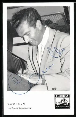 AK Musiker Camillo im Anzug, Autograph