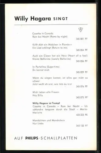 AK Musiker Willy Hagara lächelnd im Porträt, Autograph