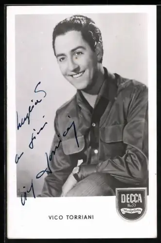 AK Musiker Vico Torriani mit charmantem Lachen, Autograph