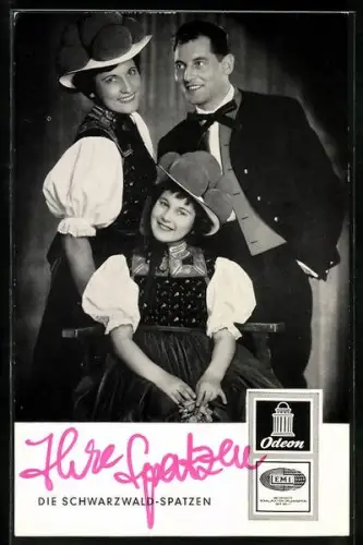 AK Musiker-Trio Die Schwarzwald-Spatzen im Kostüm, Autograph