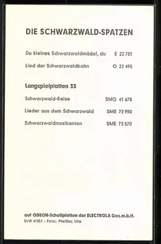 AK Musiker-Trio Die Schwarzwald-Spatzen im Kostüm, Autograph