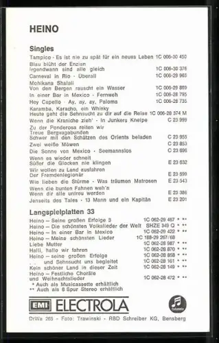 AK Musiker Heino mit Brille porträtiert, Autograph