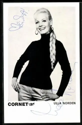 AK Musikerin Ulla Norden mit geflochtenem Zopf, Autograph