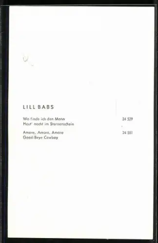 AK Musikerin Lill Babs in die Kamera blickend, Autograph