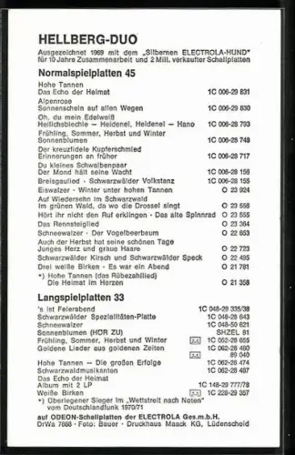 AK Musiker Hellberg-Duo lächlend im Porträt, Autograph