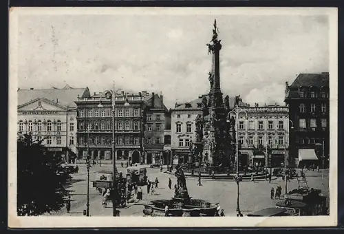 AK Olmütz, Strasse Ring mit Denkmal