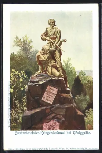 Künstler-AK Königgrätz, Deutschmeister-Kriegerdenkmal