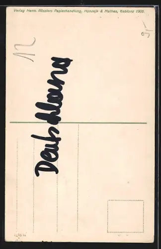 AK Gablonz a. N., Altkatholische Kirche mit Strassenpartie