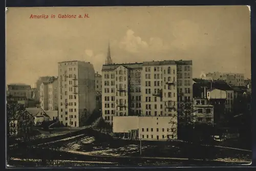 AK Gablonz a. N., Amerika, Ortspartie