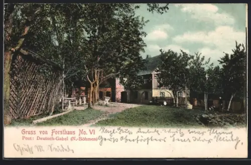 AK Deutsch-Gabel /N.-Böhmen, Gasthaus Forsthaus