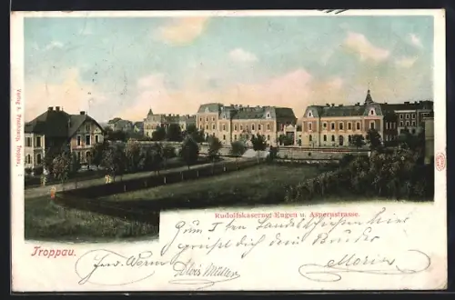 AK Troppau, Rudolfskaserne Eugen & Aspernstrasse