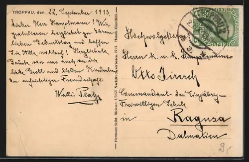 AK Troppau, Jahnplatz mit Blick in die Olmützerstrasse