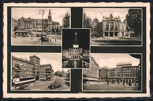 AK Mähr. Ostrau, Ortspartien, Strassenbahn