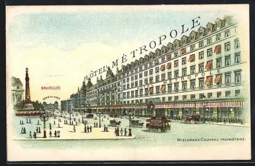 Lithographie Bruxelles, Hôtel Métropole, Gare du Nord