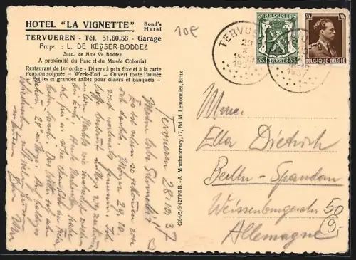 AK Tervueren, Hotel La Vignette, Propr. L. de Keyser-Boddez
