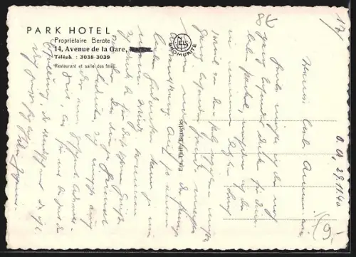 AK Bruxelles, Park Hotel, Propr. Berote, 14 Avenue de la Gare