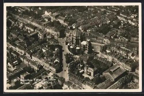 AK Bruxelles, Eglise Ste. Marie, Fliegeraufnahme