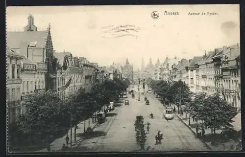 AK Anvers, avenue de Keyser, Strassenbahnen