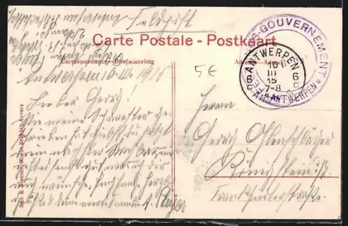 AK Anvers, Statue de Léopold Ier