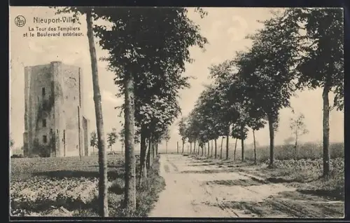 AK Nieuport-Ville, La Tour des Templiers et le Boulevard exterieur
