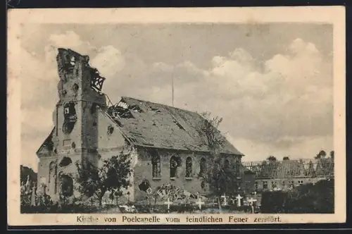 AK Poelcapelle, Kriegszerstörte Kirche