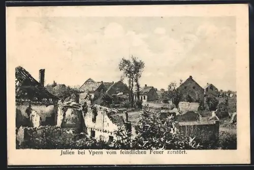 AK Julien bei Ypern, Kriegszerstörter Ort