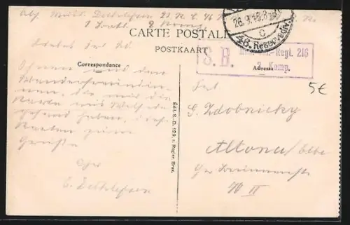 AK Vallée de l`Yser, Strassenpartie, Kanalufer mit Fabrikschornsteinen