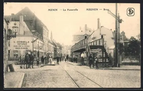 AK Menin, La Passerelle, Strassenleben