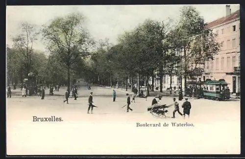 AK Bruxelles, Boulevard de Waterloo, Strassenbahn
