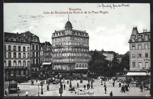 AK Bruxelles, Coin du Boulavard du Nord et de la Place Rogier