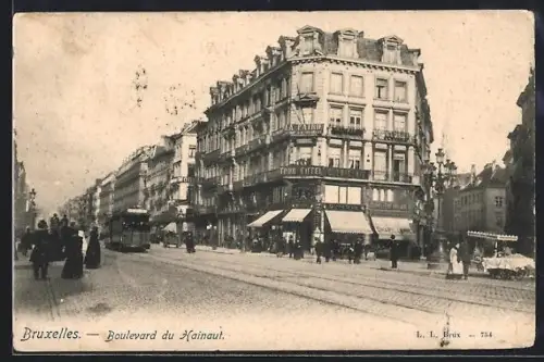 AK Bruxelles, Boulevard du Hainaut, Strassenbahn