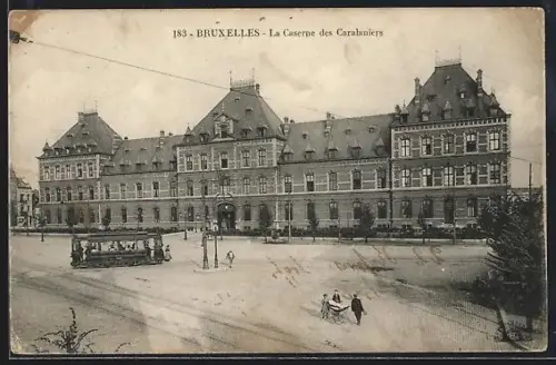 AK Bruxelles, La Caserne des Carabiniers, Strassenbahn