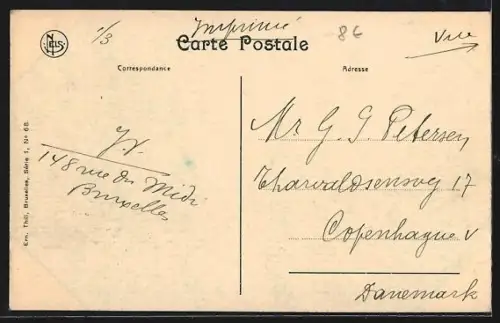 AK Bruxelles, Boulevard Anspach, Strassenbahnen