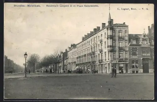 AK Bruxelles, Molenbeek, Boulevard Léopold II et Place Sainctelette