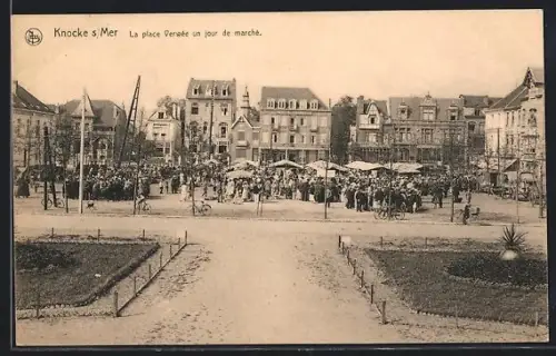 AK Knocke s/Mer, La place Verwée un jour de marché