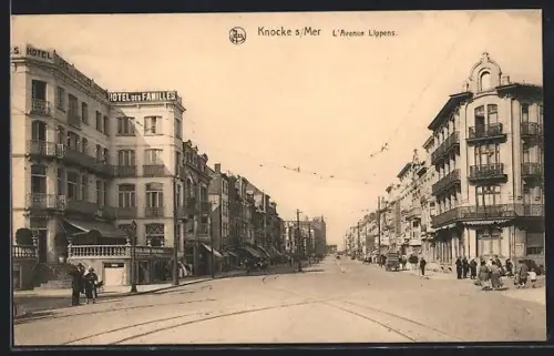 AK Knocke s/Mer, L`Avenue Lippens, Hotel des Familles