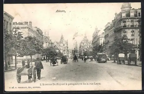 AK Anvers, L`Avenue De Keyser & perspective de la rue Leye