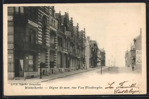 AK Middelkerke, Digue de mer, rue Van Hinsberghe
