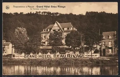 AK Anseremme-sur-Meuse, Grand Hotel Beau Rivage, sa Terrasse ombragee