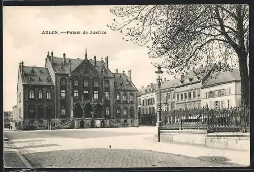 AK Arlon, Palais de Justice, auf dem Platz davor